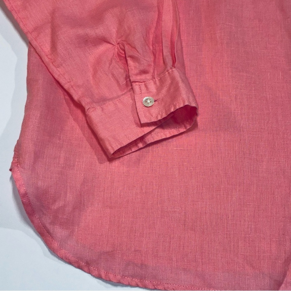 J. Jill Linen Button Down Shirt Long Sleeve Pink Medium coastal grandma minimal - Picture 3 of 6